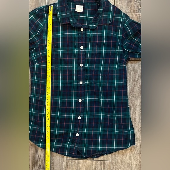 JCrew Button Up Long Sleeve Shirt Womens XS Green Multicolor Cotton Plaid Collar - Picture 8 of 8